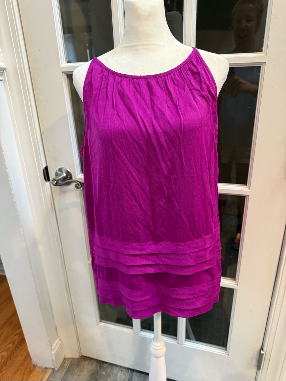 LOFT Fuchsia Layered Hem Sleeveless Tank